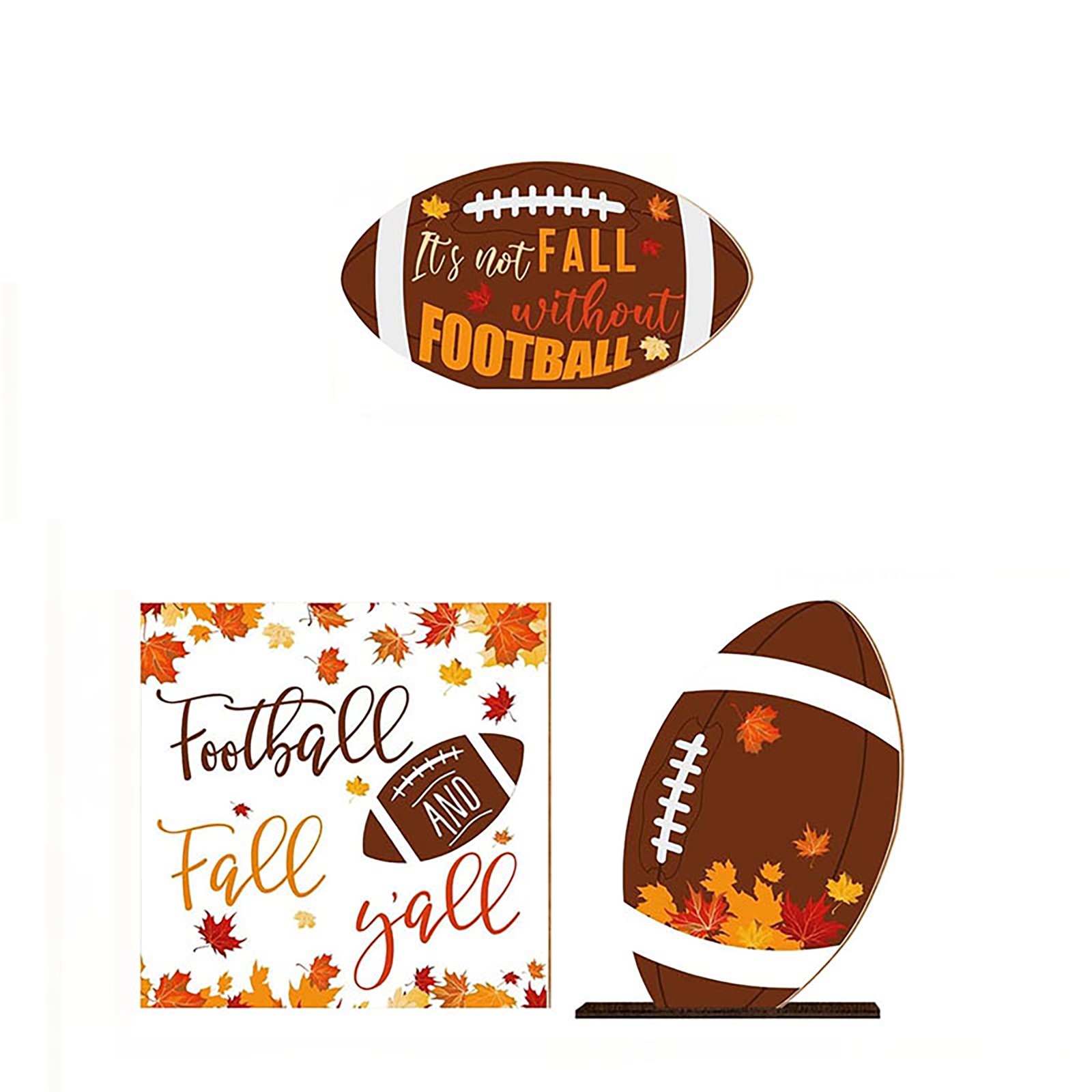 Clearance! Home Decor Room Decor 3 Pieces Fall Decor Soccer Decor for Thanksgiving Fall Tiered Tray Decor Orange Maple Wood Table Centerpiece Farmhouse Country Decor Fall Table Stand (Country)
